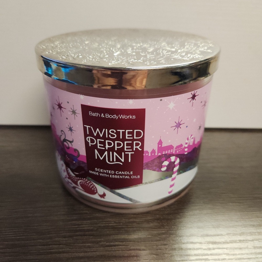 Bath and Body Works Twisted Peppermint Scented Candle 3-Wick 14.5 OZ NEW No Box